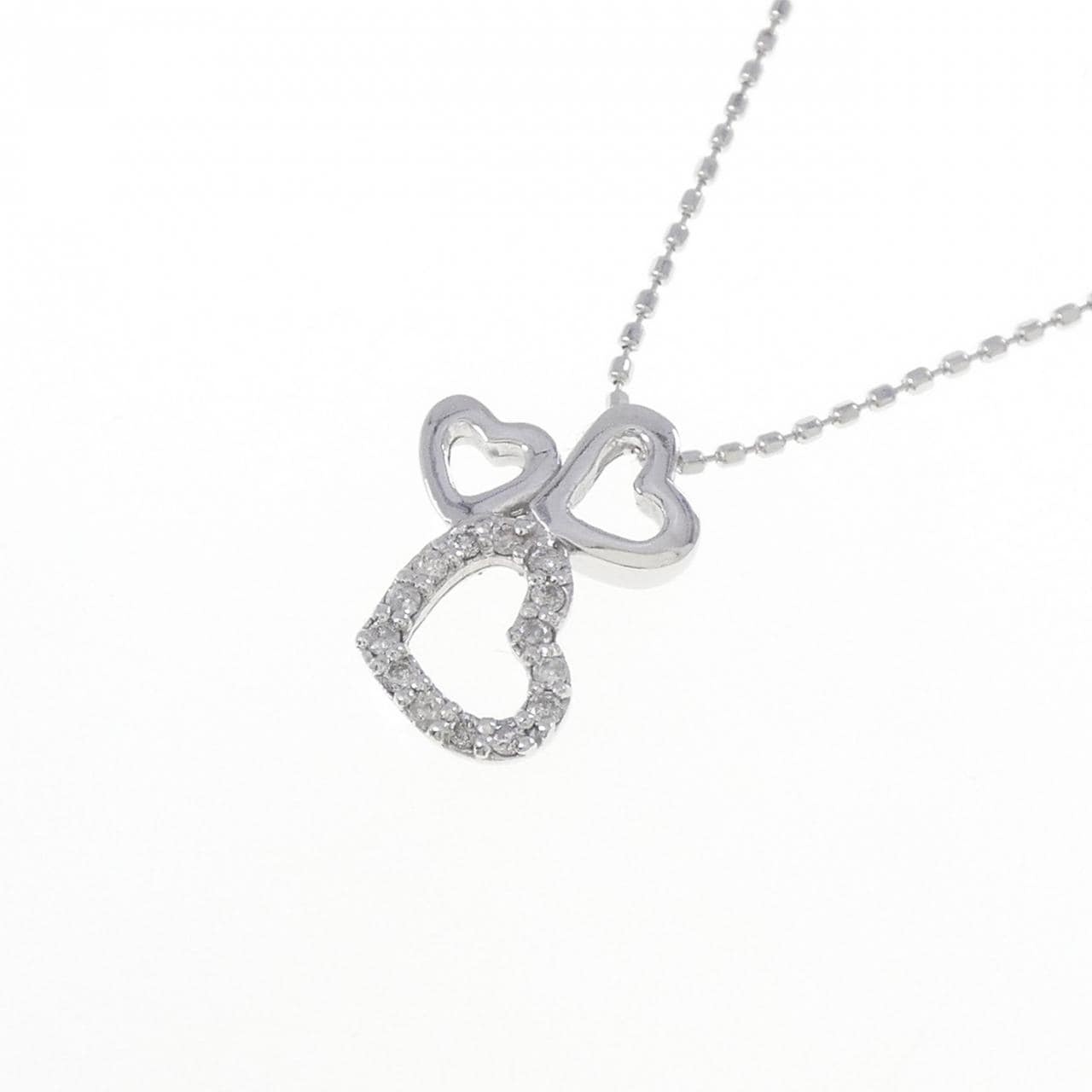 K18WG ハート ダイヤモンド ネックレス 0.08CT