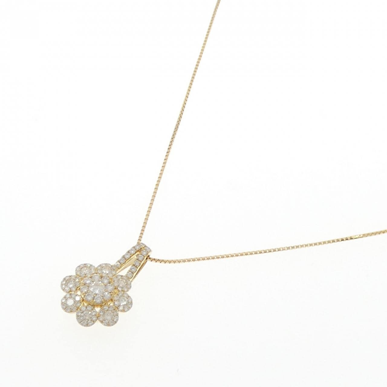 K18YG フラワー ダイヤモンド ネックレス 2.00CT