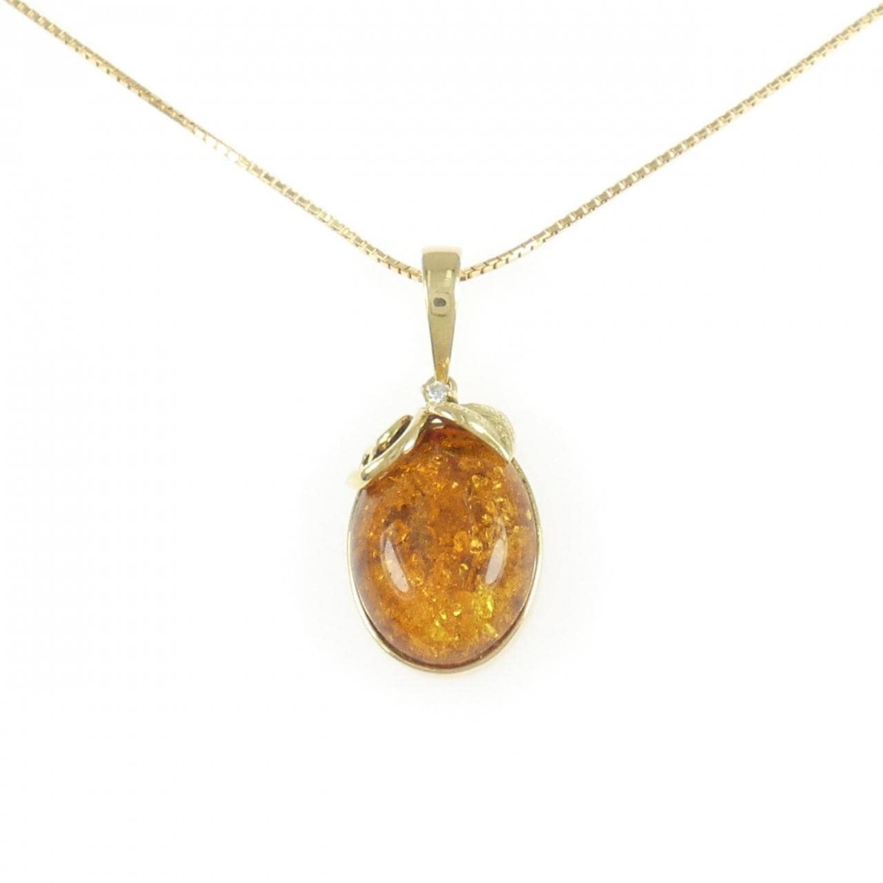 K18YG 琥珀 ネックレス