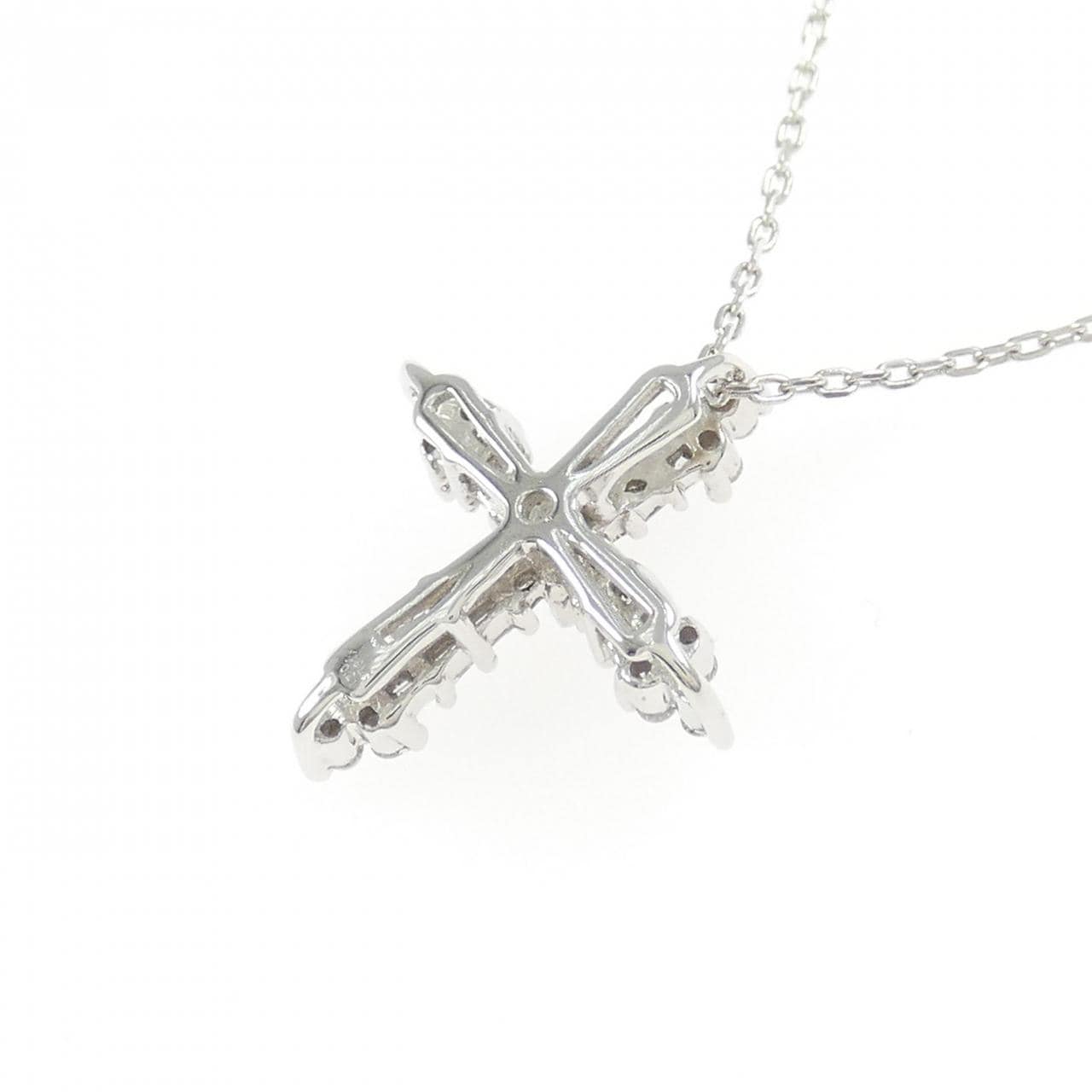 K18WG クロス ダイヤモンド ネックレス 0.21CT
