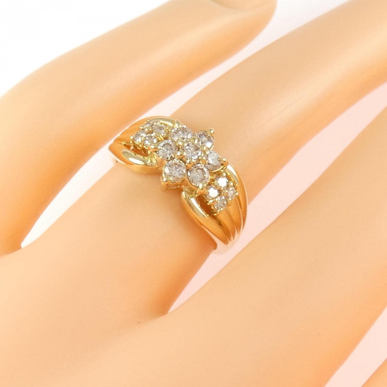 K18YG フラワー ダイヤモンド リング 0.50CT