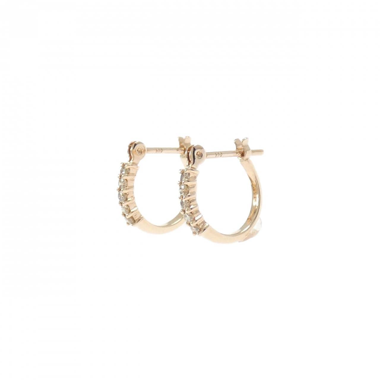K10PG ダイヤモンド フープ ピアス 0.12CT