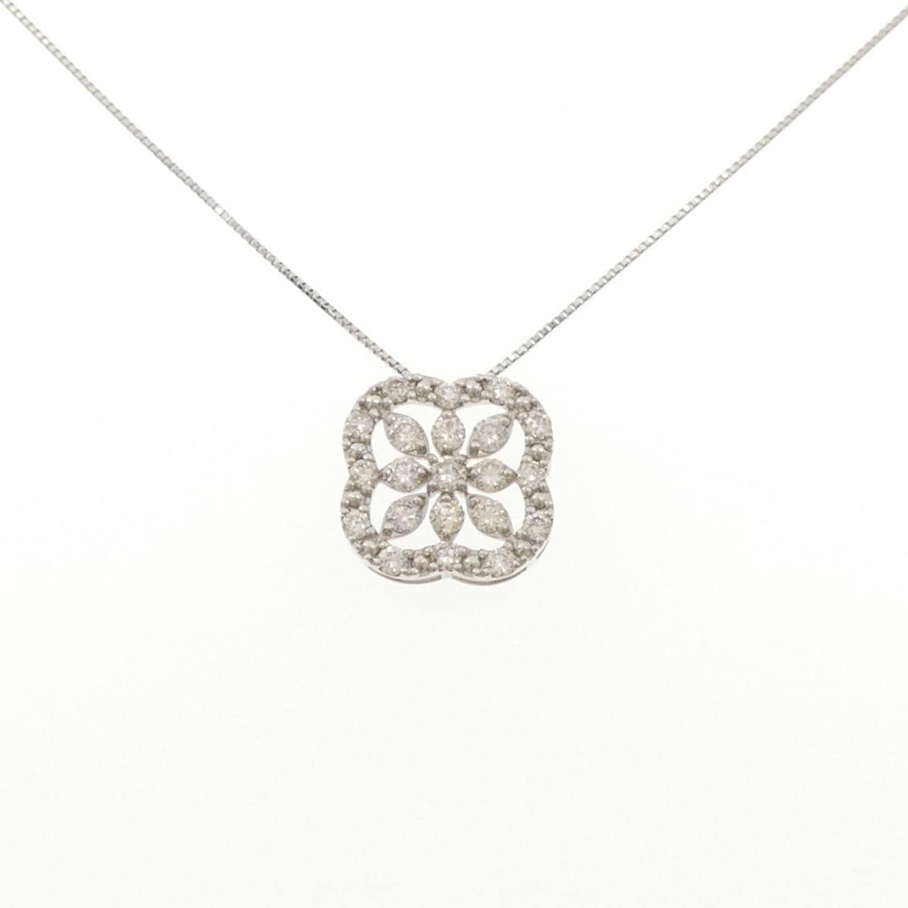 PT900/PT850 フラワー ダイヤモンド ネックレス 1.00CT