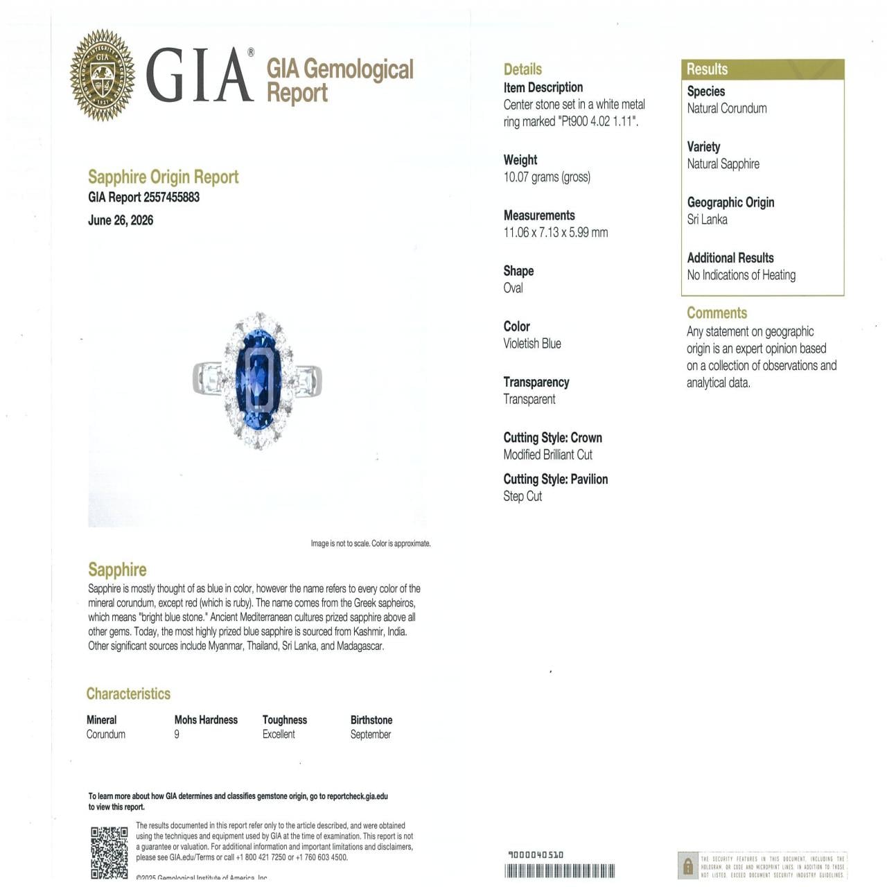 PT900 非加熱 サファイヤ リング 4.02CT スリランカ産