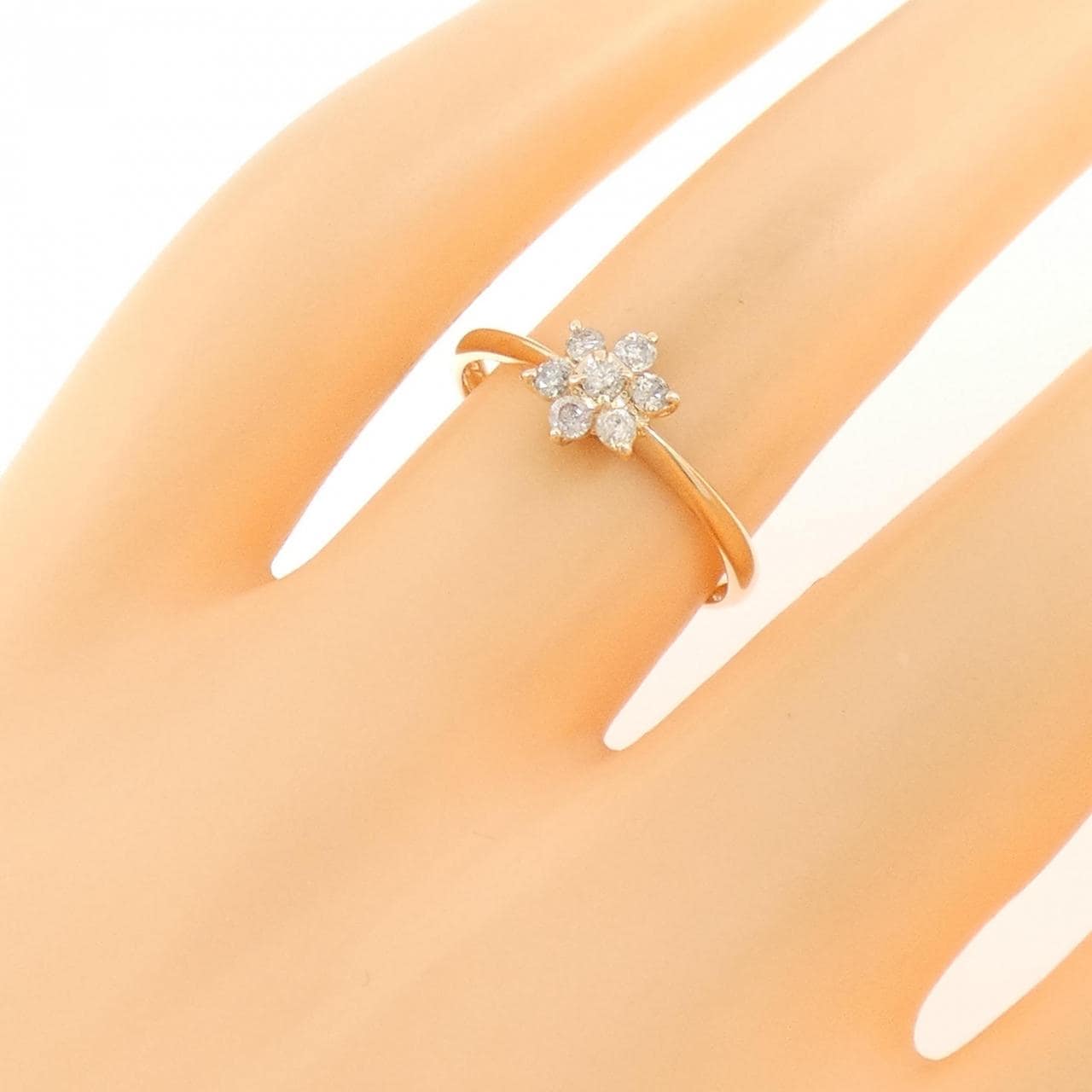 K14PG フラワー ダイヤモンド リング 0.20CT