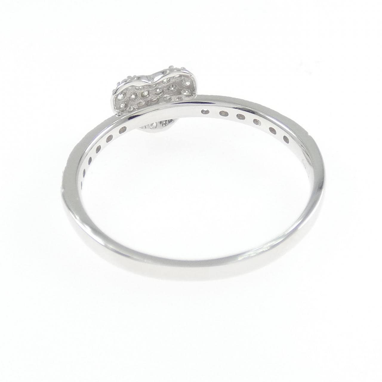 K18WG パヴェ ハート ダイヤモンド リング 0.23CT