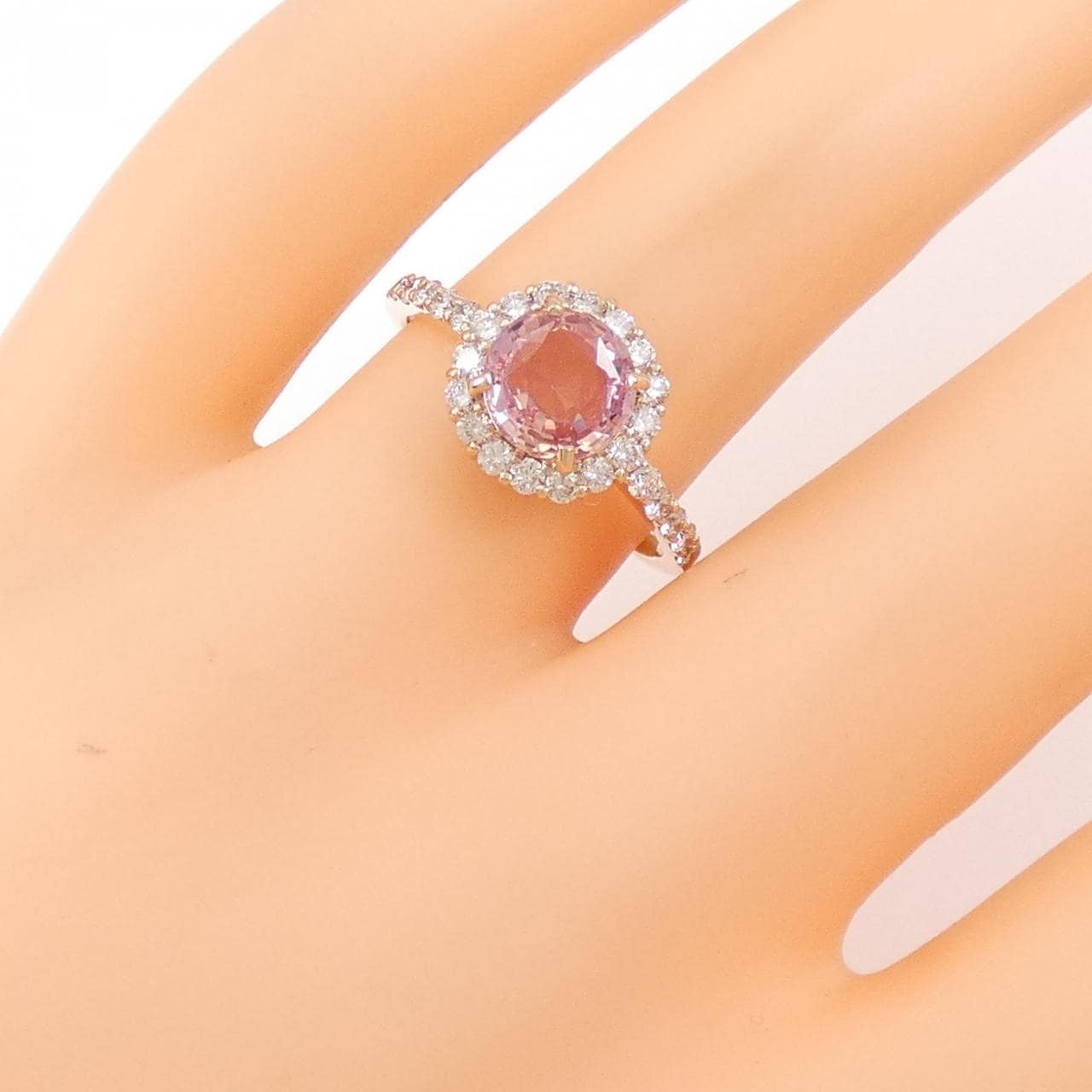 【新品】K18PG パパラチアサファイヤ リング 1.34CT