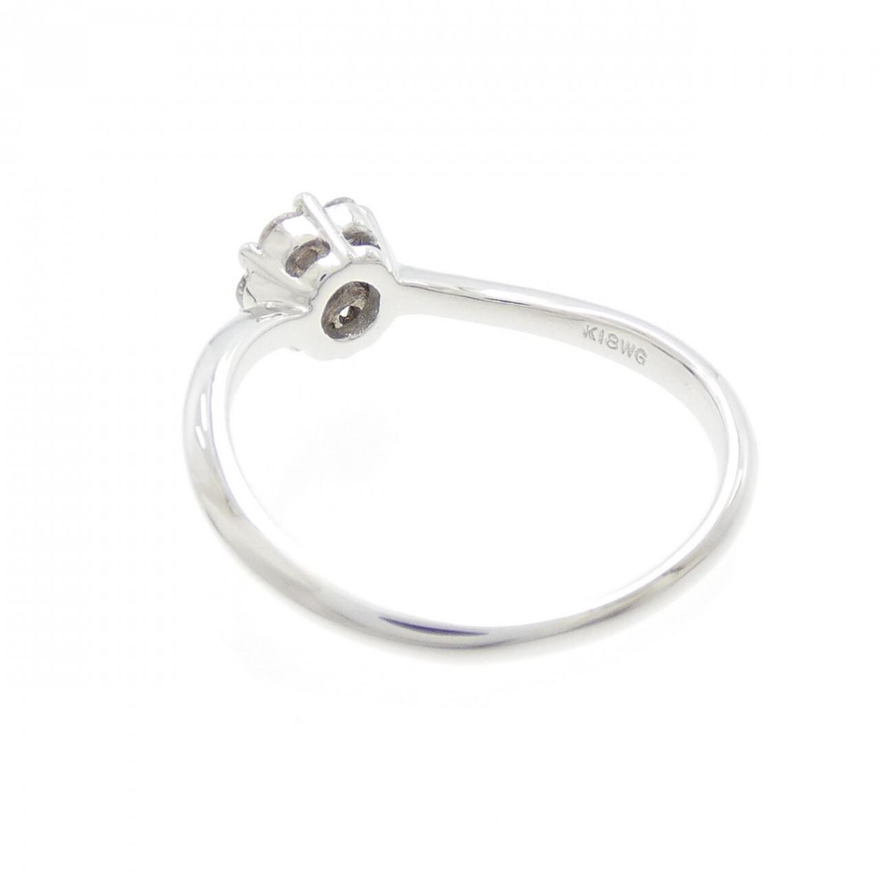 K18WG フラワー ダイヤモンド リング 0.30CT