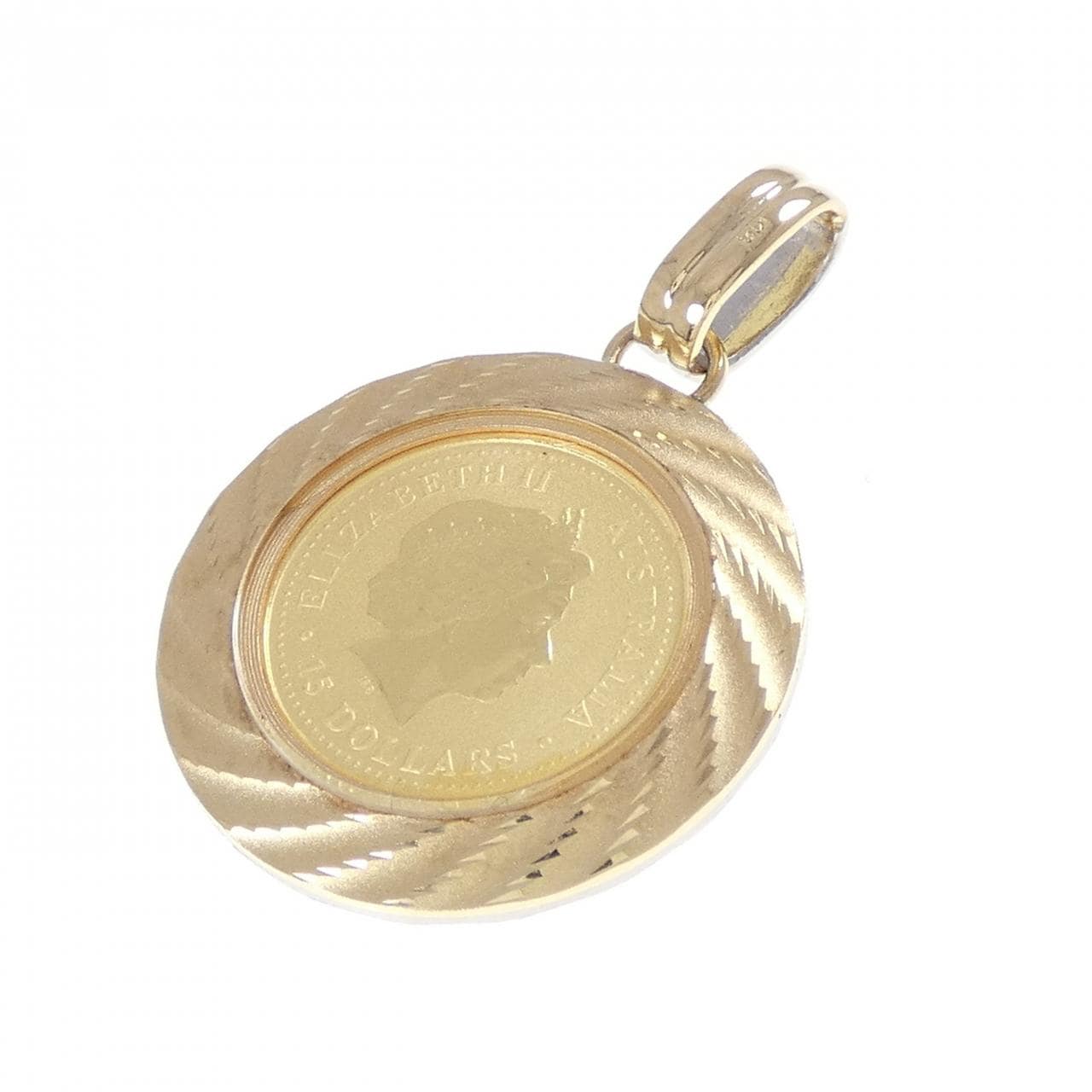 K18YG/PT900(枠) コイン ペンダント