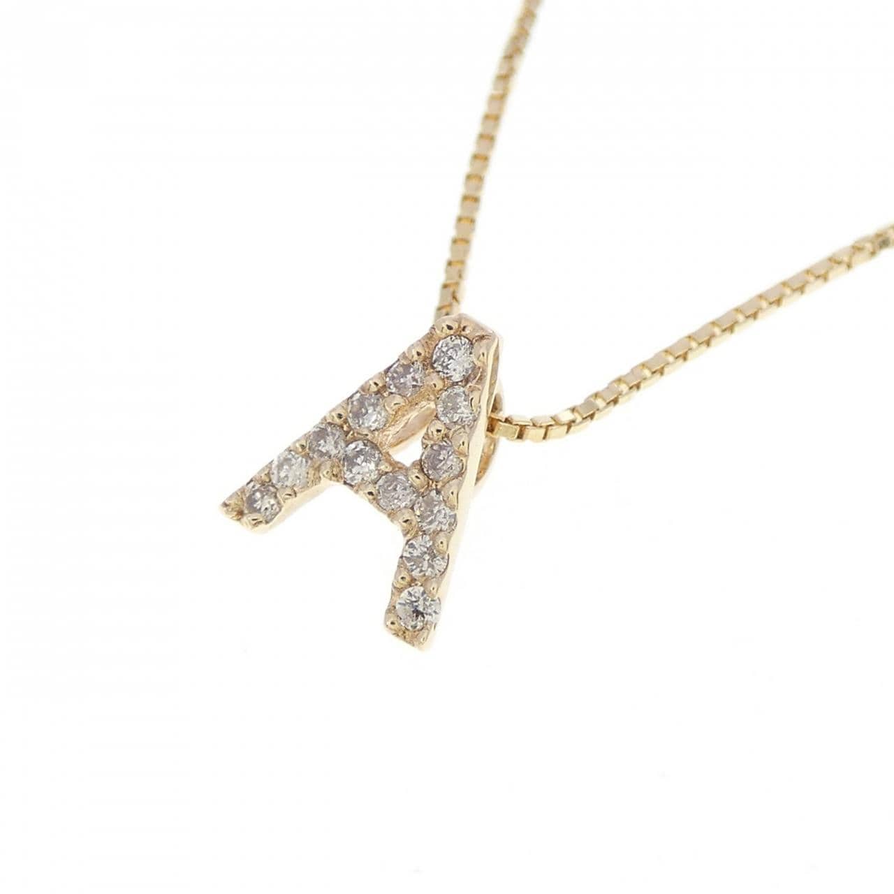 K10YG イニシャルA ダイヤモンド ネックレス 0.06CT