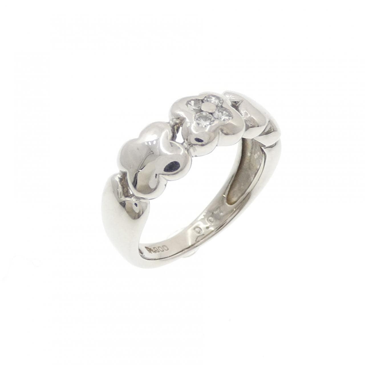 PT900 フラワー ダイヤモンド ピンキー リング 0.07CT