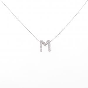 K18WG イニシャルM ダイヤモンド ネックレス 0.25CT