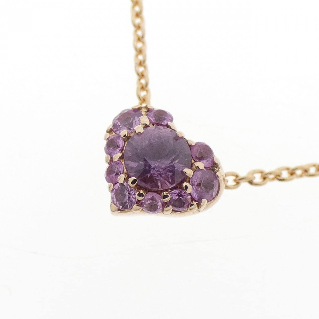 K18PG ハート サファイヤ ネックレス 0.32CT