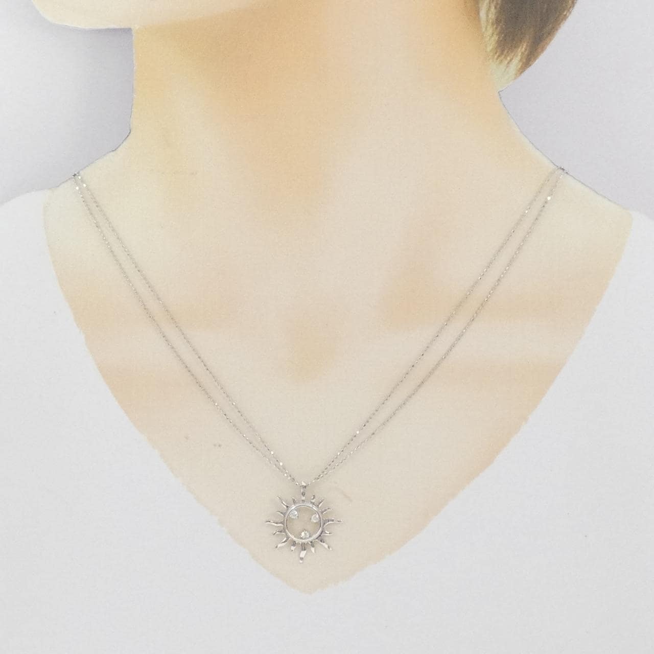K18WG サン ダイヤモンド ネックレス 0.12CT