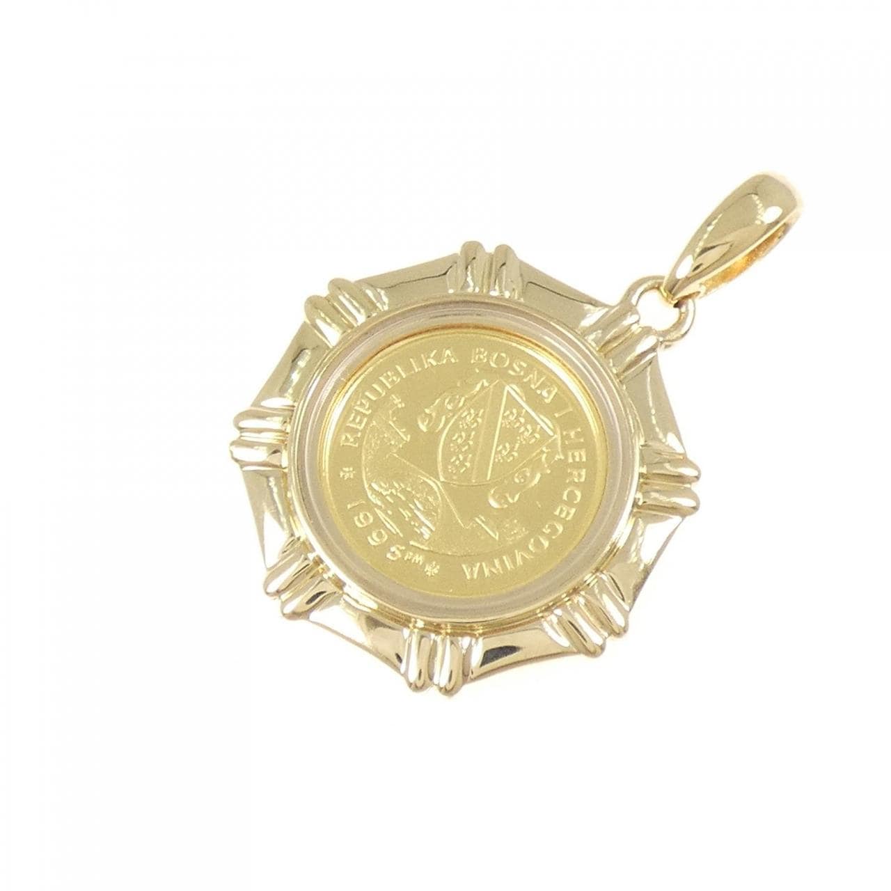 K18YG (框) 硬币吊坠