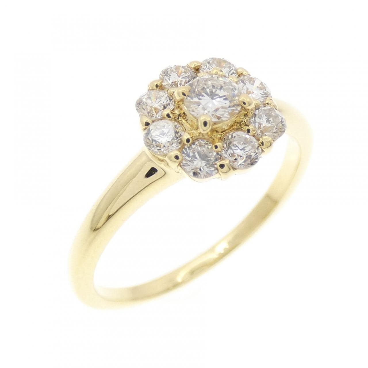 K18YG フラワー ダイヤモンド リング 0.10CT