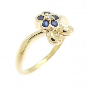 18KTYG フラワー サファイヤ リング