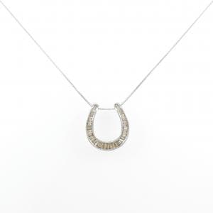 K18WG ホースシュー ダイヤモンド ネックレス 0.38CT