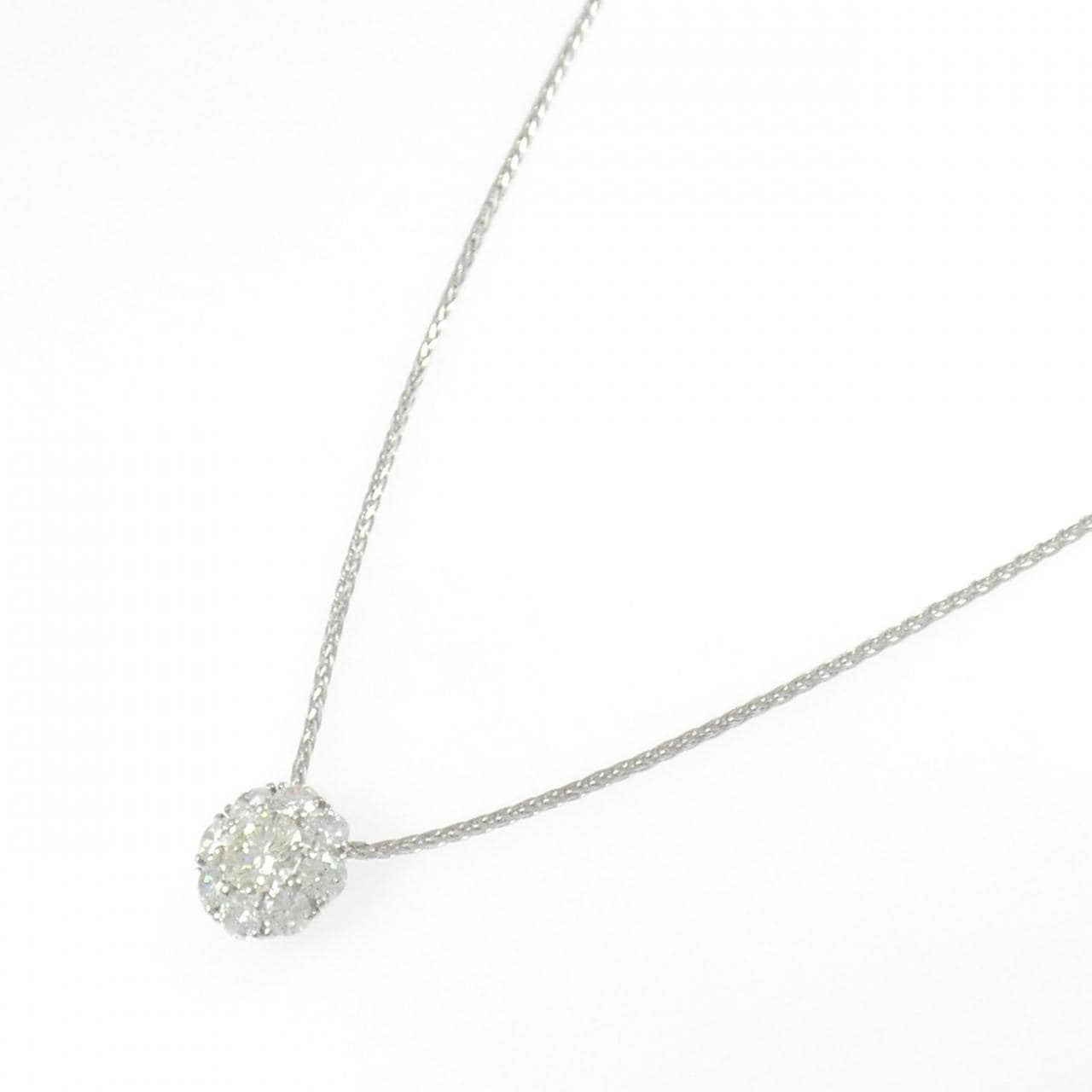 PT900/PT850 フラワー ダイヤモンド ネックレス 0.726CT M VS2 VG