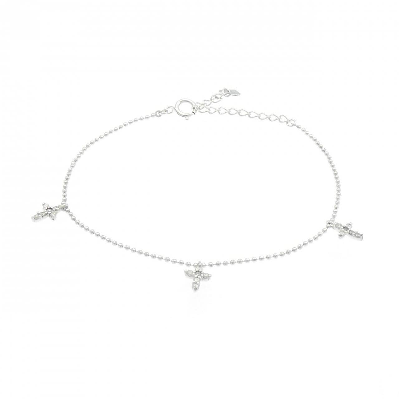 K14WG クロス ダイヤモンド ブレスレット 0.15CT
