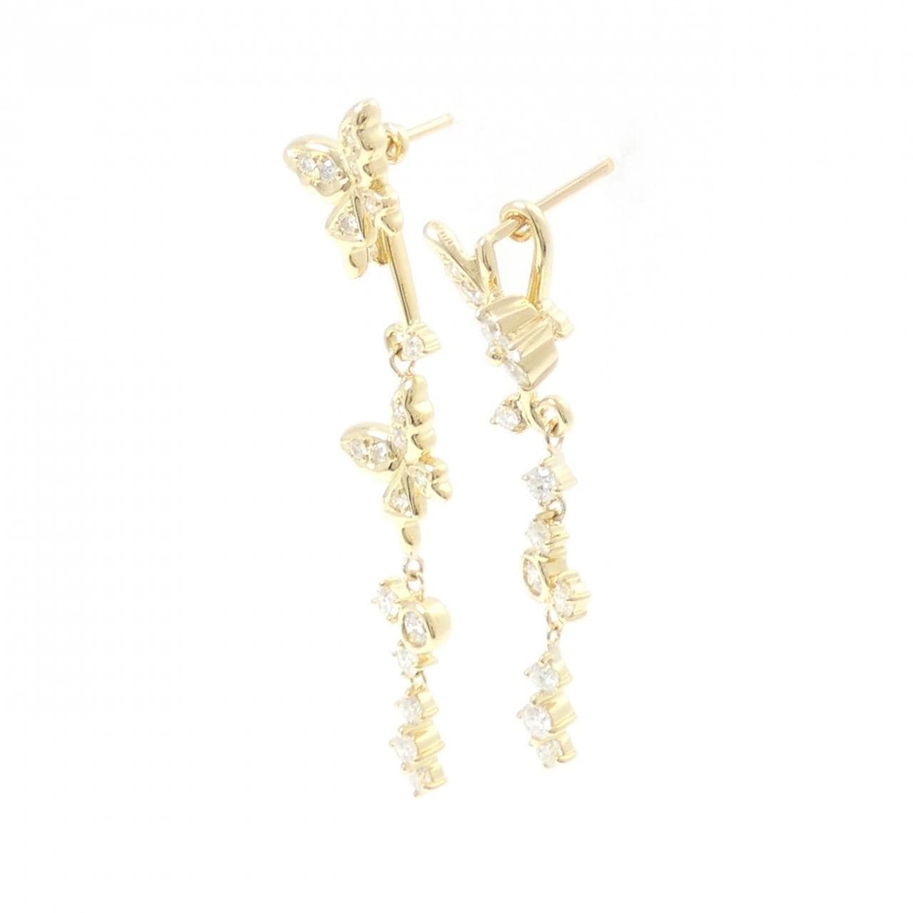 K18YG バタフライ ダイヤモンド ピアス 1.01CT