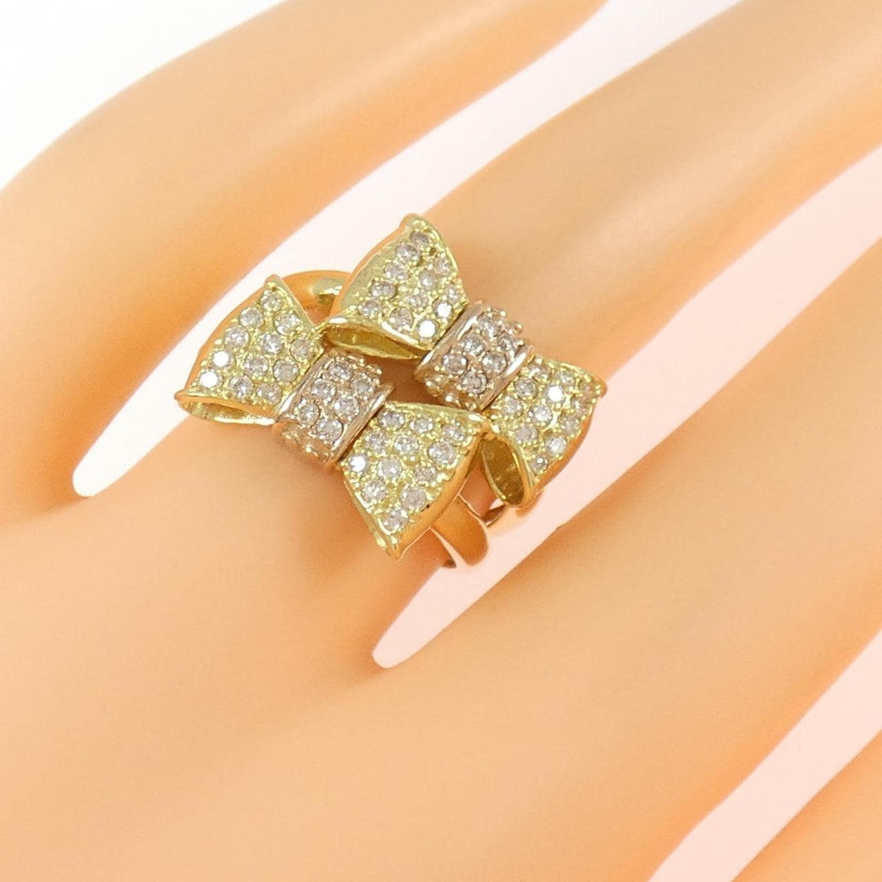 K18YG/K18PG リボン ダイヤモンド リング 0.50CT