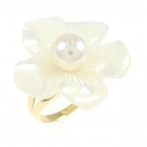 K18YG フラワー アコヤパール リング 6.6mm