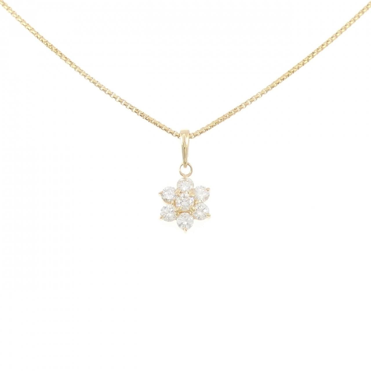 K18YG フラワー ダイヤモンド ネックレス 0.53CT