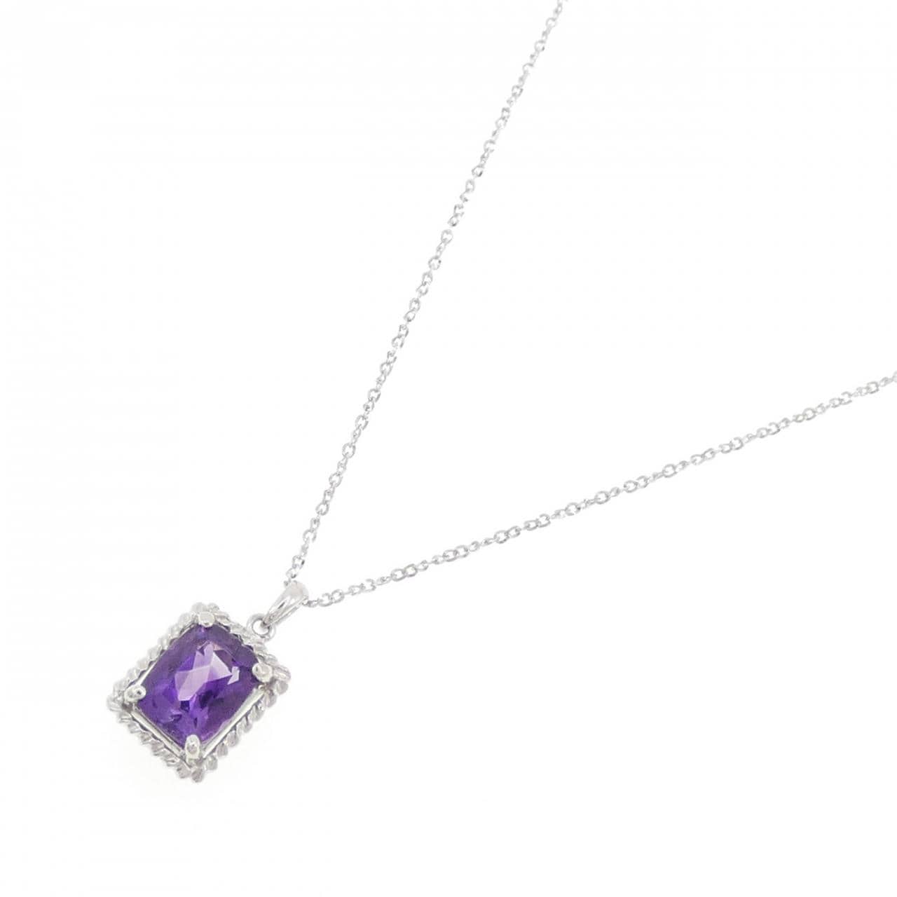 PT900/K18WG Amethyst Necklace 2.10CT