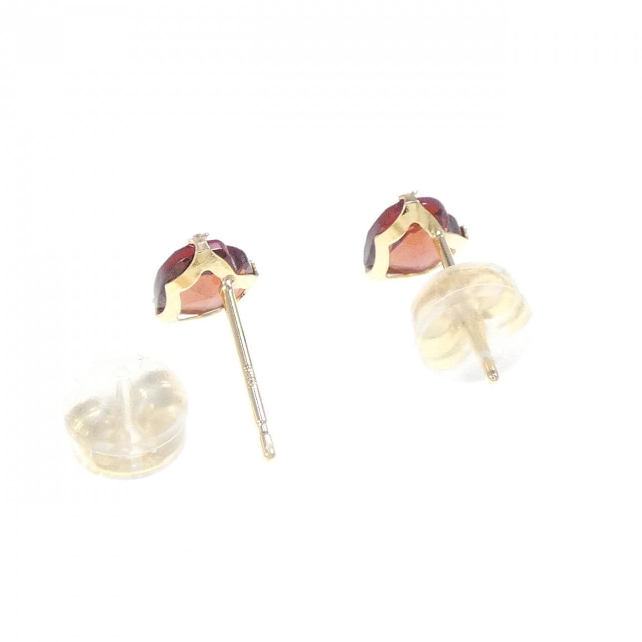 [新品] K18YG 心形石榴石耳環
