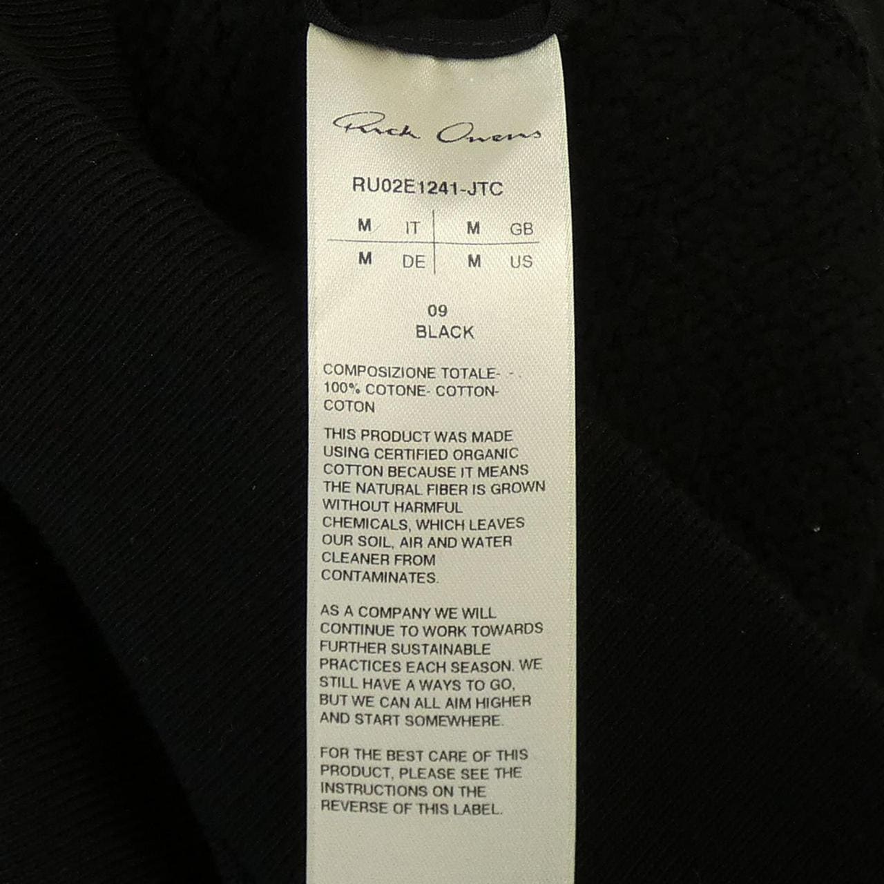 リックオウエンス Rick owens RU02E1241-JTC パーカー