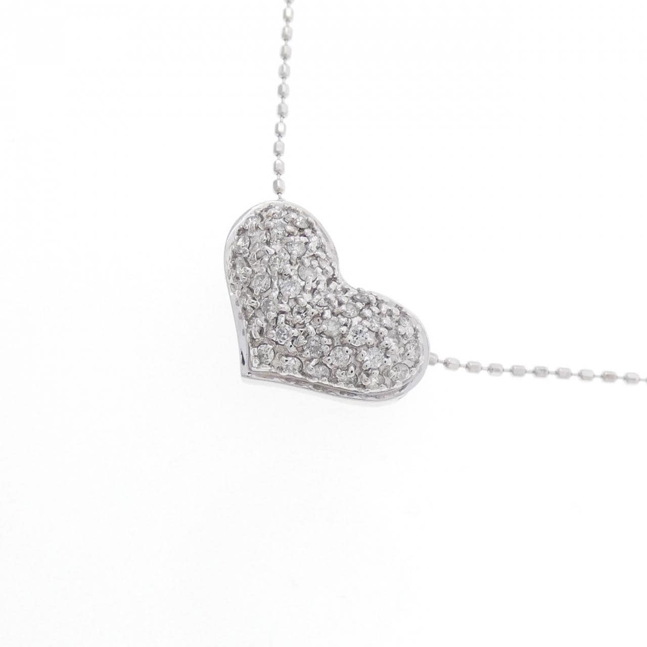 K18WG Pave Heart Diamond Necklace 0.25CT