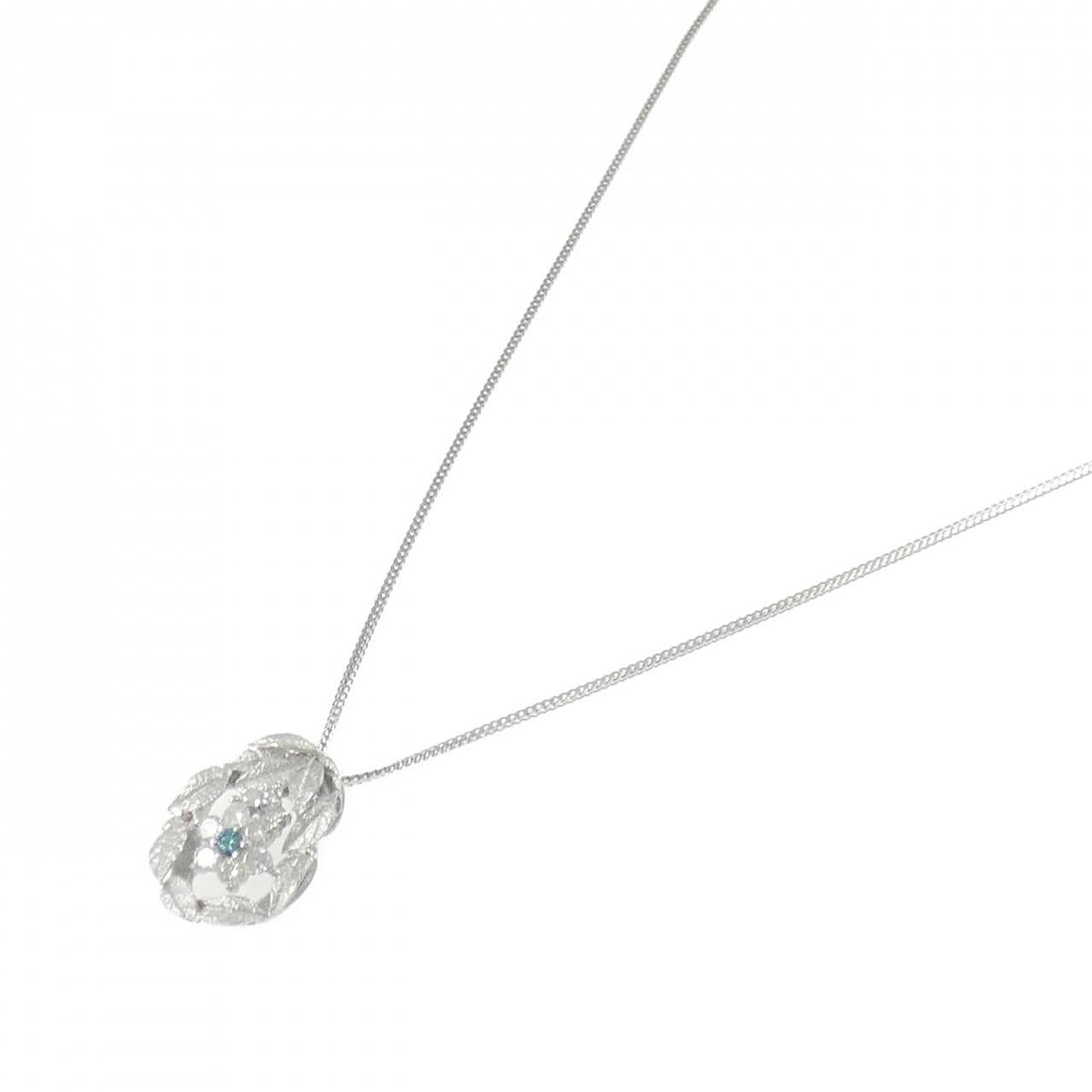 K18WG フラワー ダイヤモンド ネックレス 0.57CT