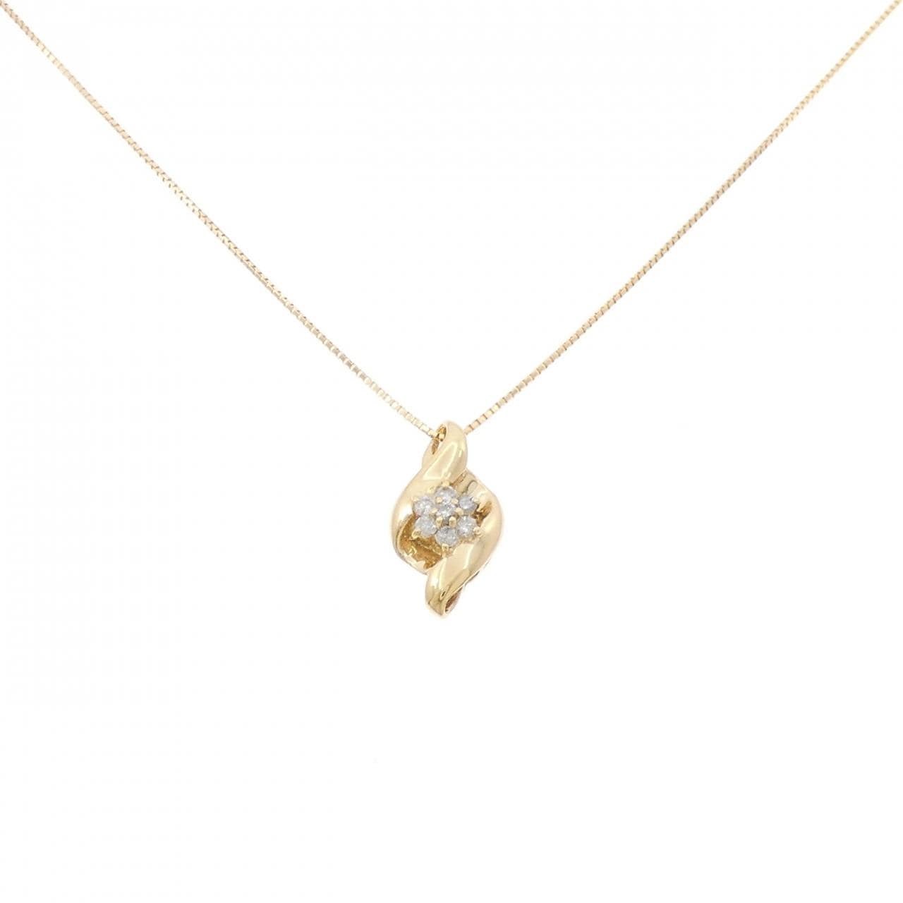 K18YG フラワー ダイヤモンド ネックレス 0.15CT