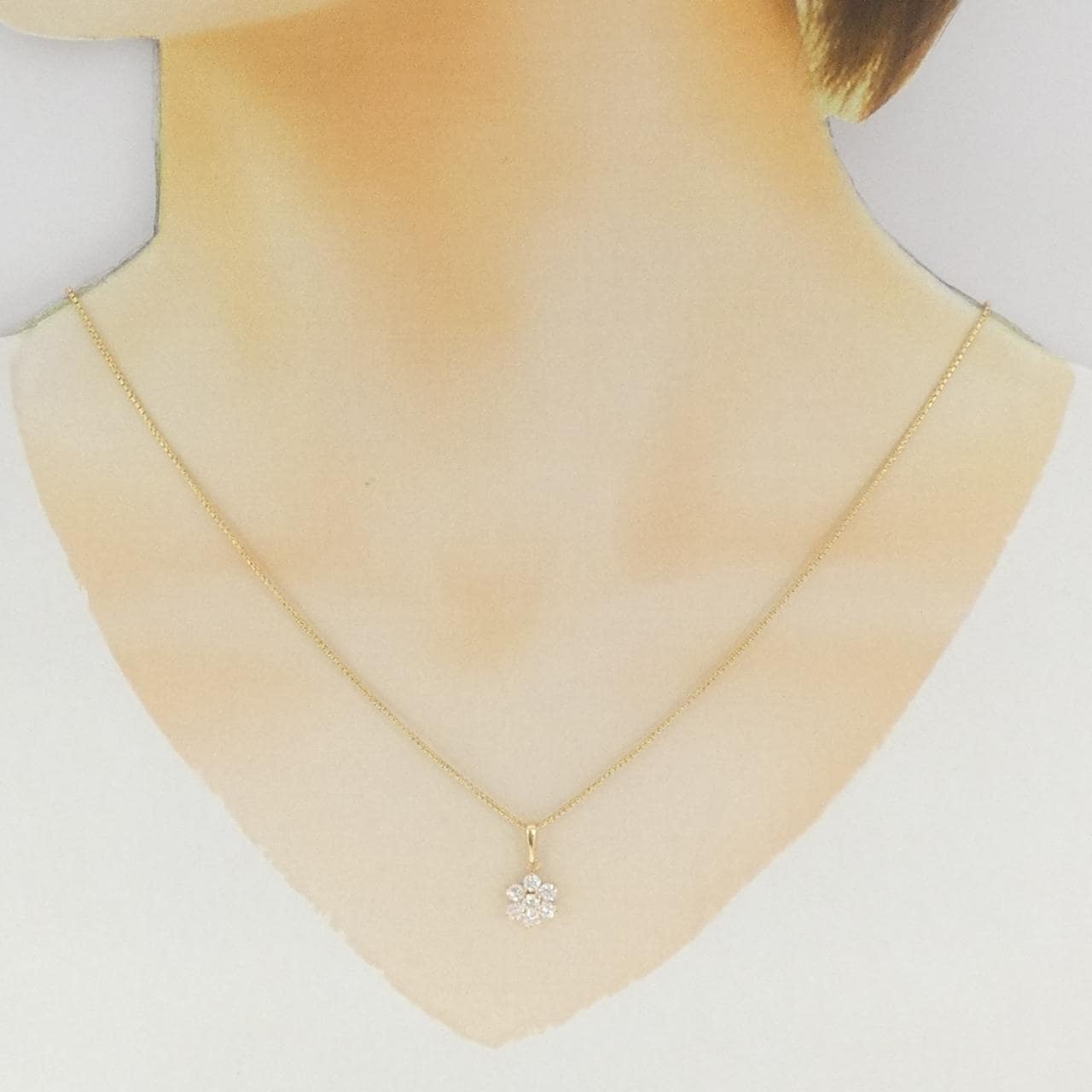 K18YG フラワー ダイヤモンド ネックレス 0.53CT