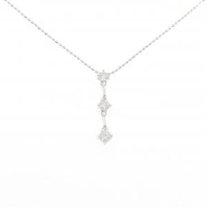 K18WG スリーストーン ダイヤモンド ネックレス 0.3CT