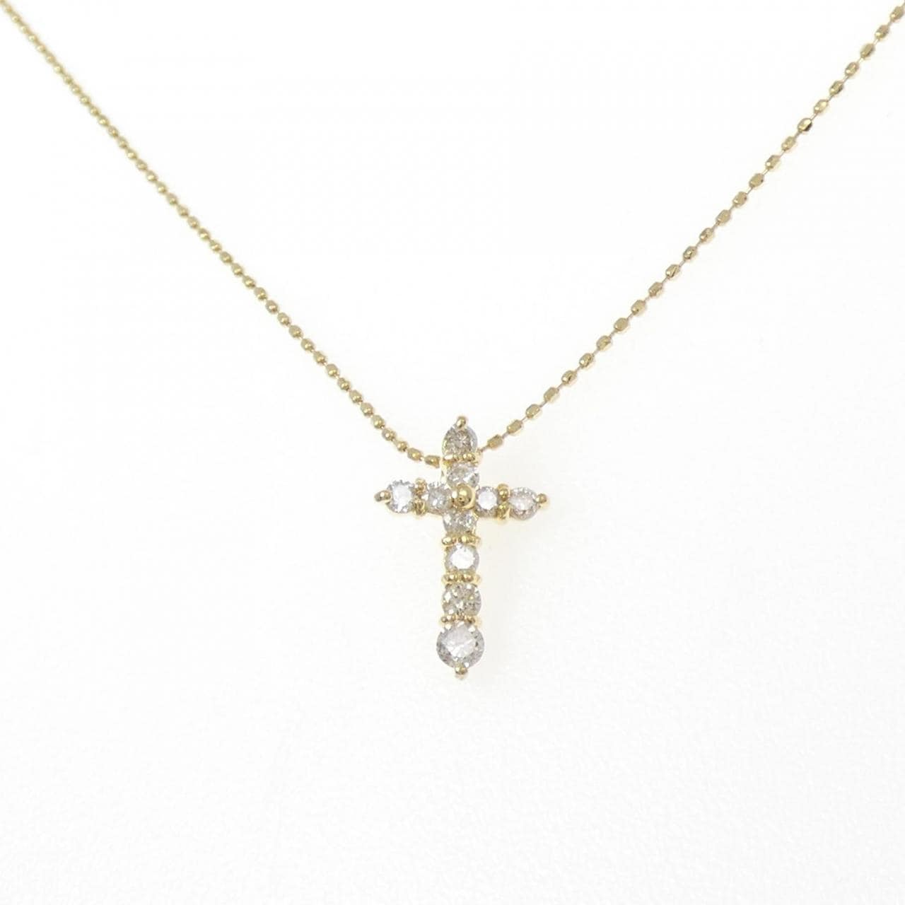 K18YG cross Diamond necklace 0.25CT