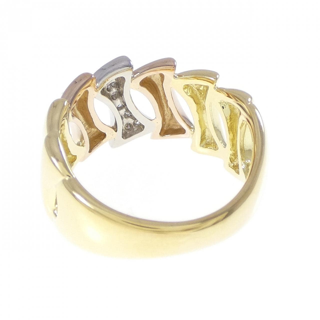 K18YG/PT900/K18PG ダイヤモンド リング 0.05CT