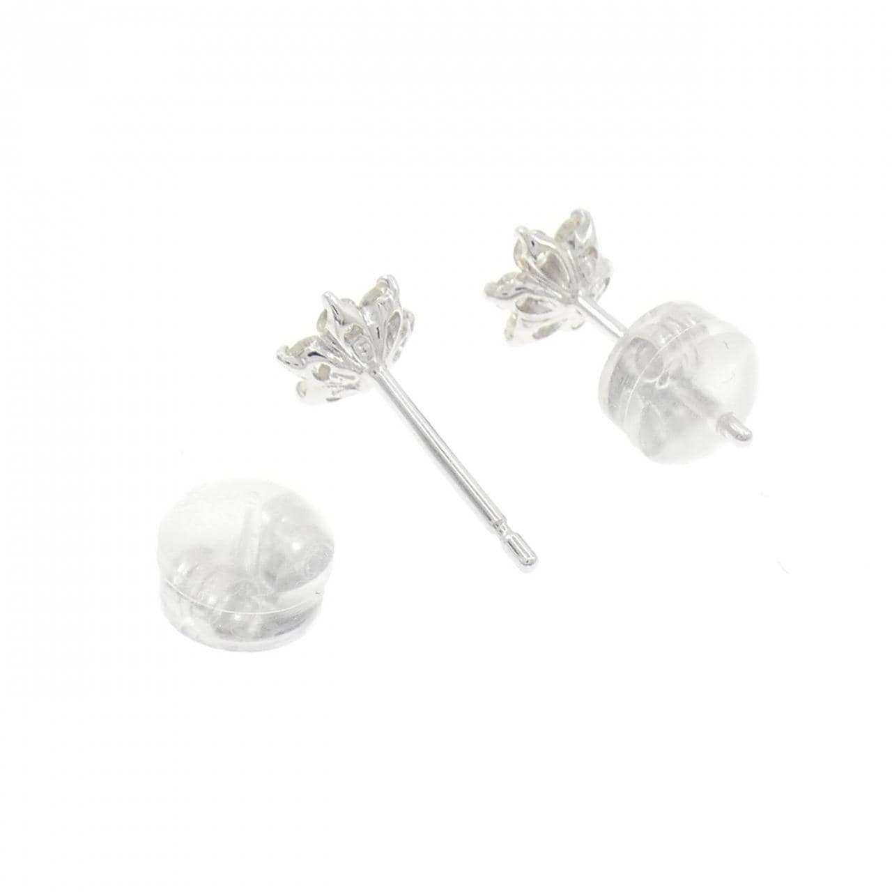 K18WG フラワー ダイヤモンド ピアス 0.30CT
