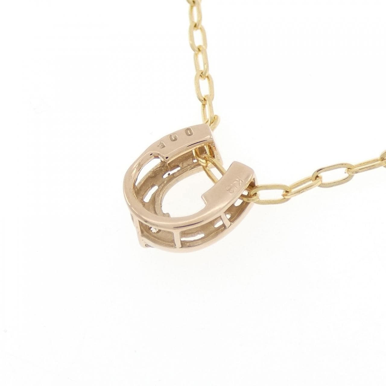 K18PG/K18YG ホースシュー ダイヤモンド ネックレス 0.05CT