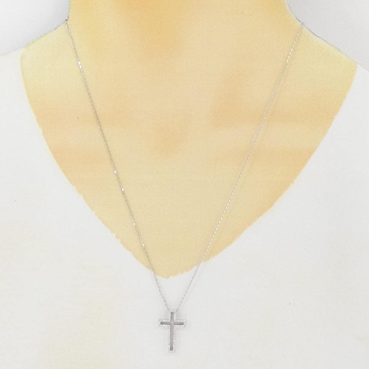 K18WG クロス ダイヤモンド ネックレス 0.26CT