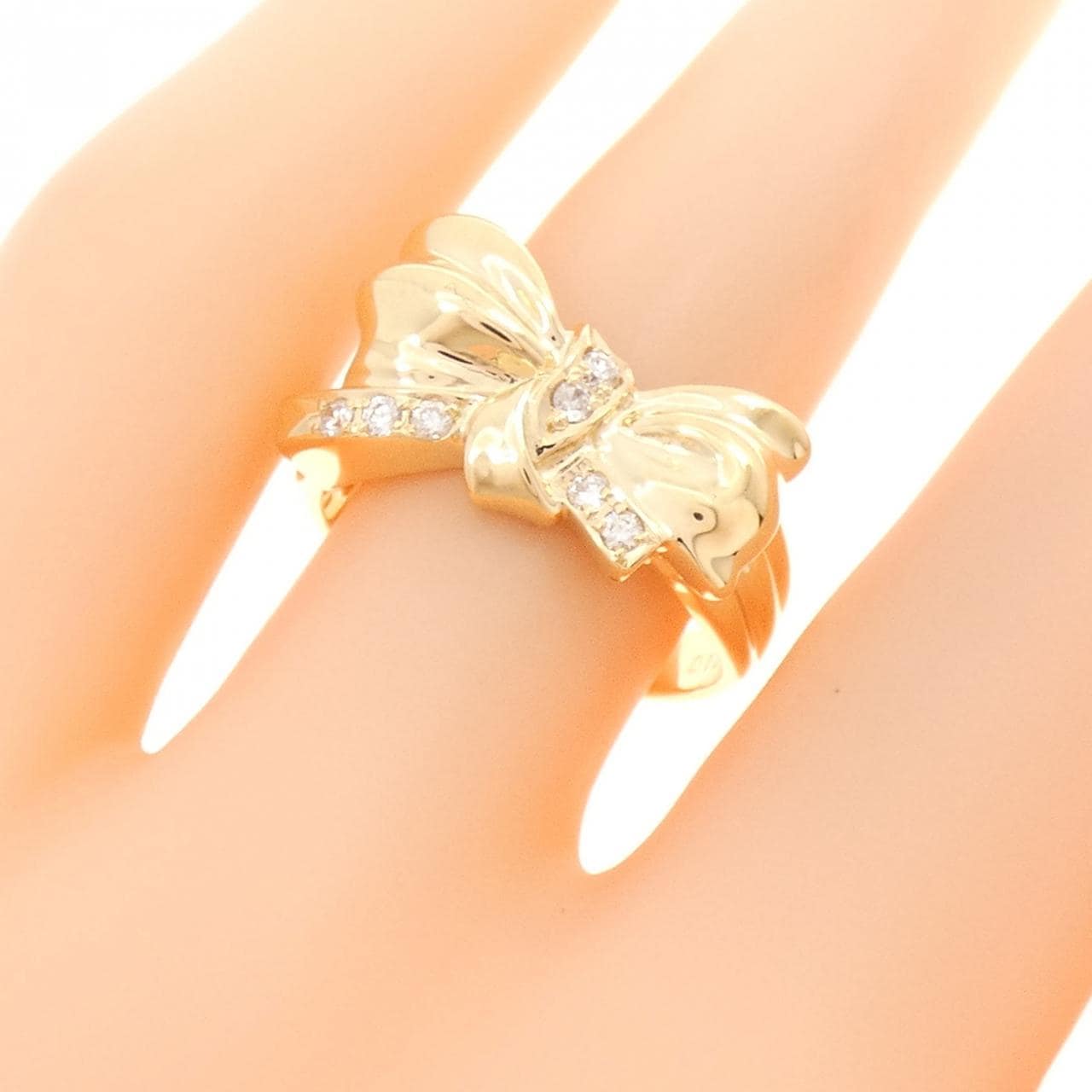 K18YG リボン ダイヤモンド リング 0.10CT