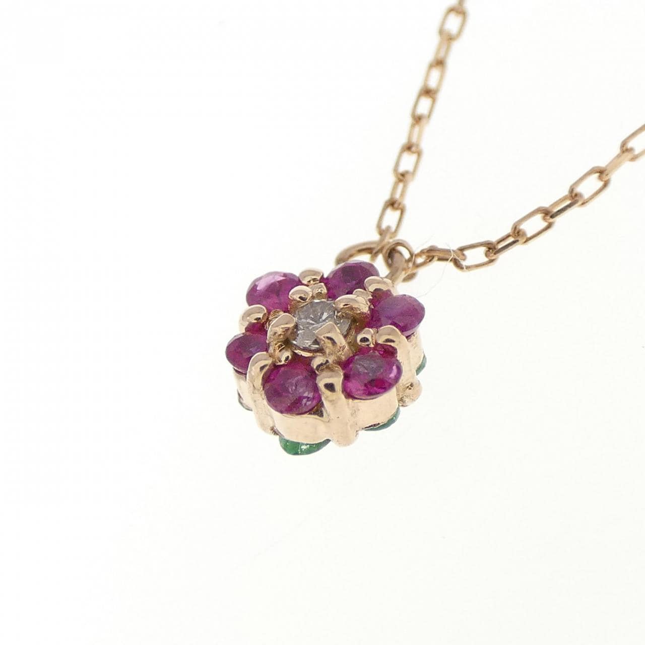 K10PG Flower Color Stone Necklace