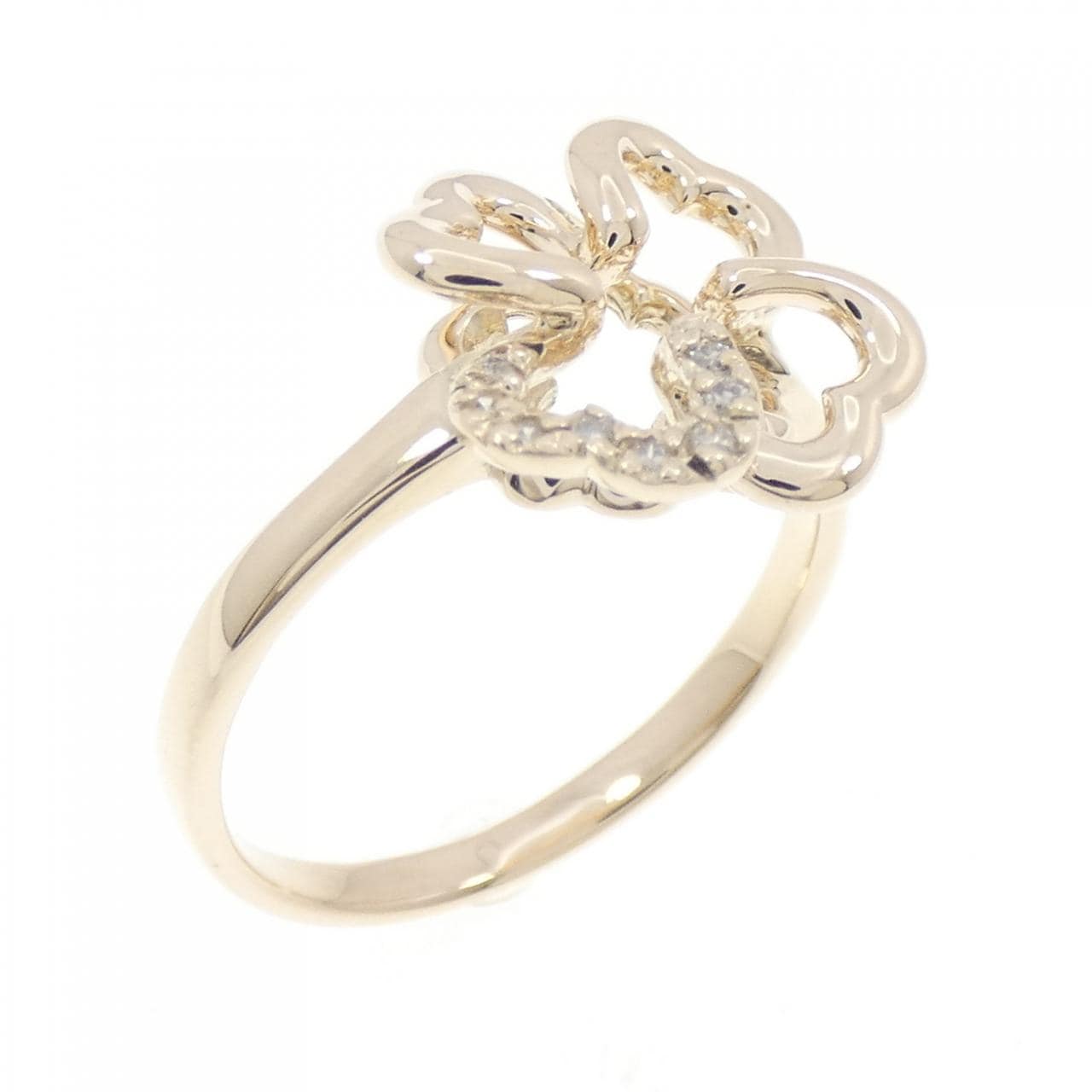 K10YG クローバー ダイヤモンド リング 0.04CT