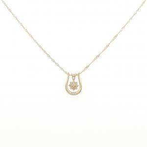 K18YG 2WAY フラワー ダイヤモンド ネックレス 0.12CT