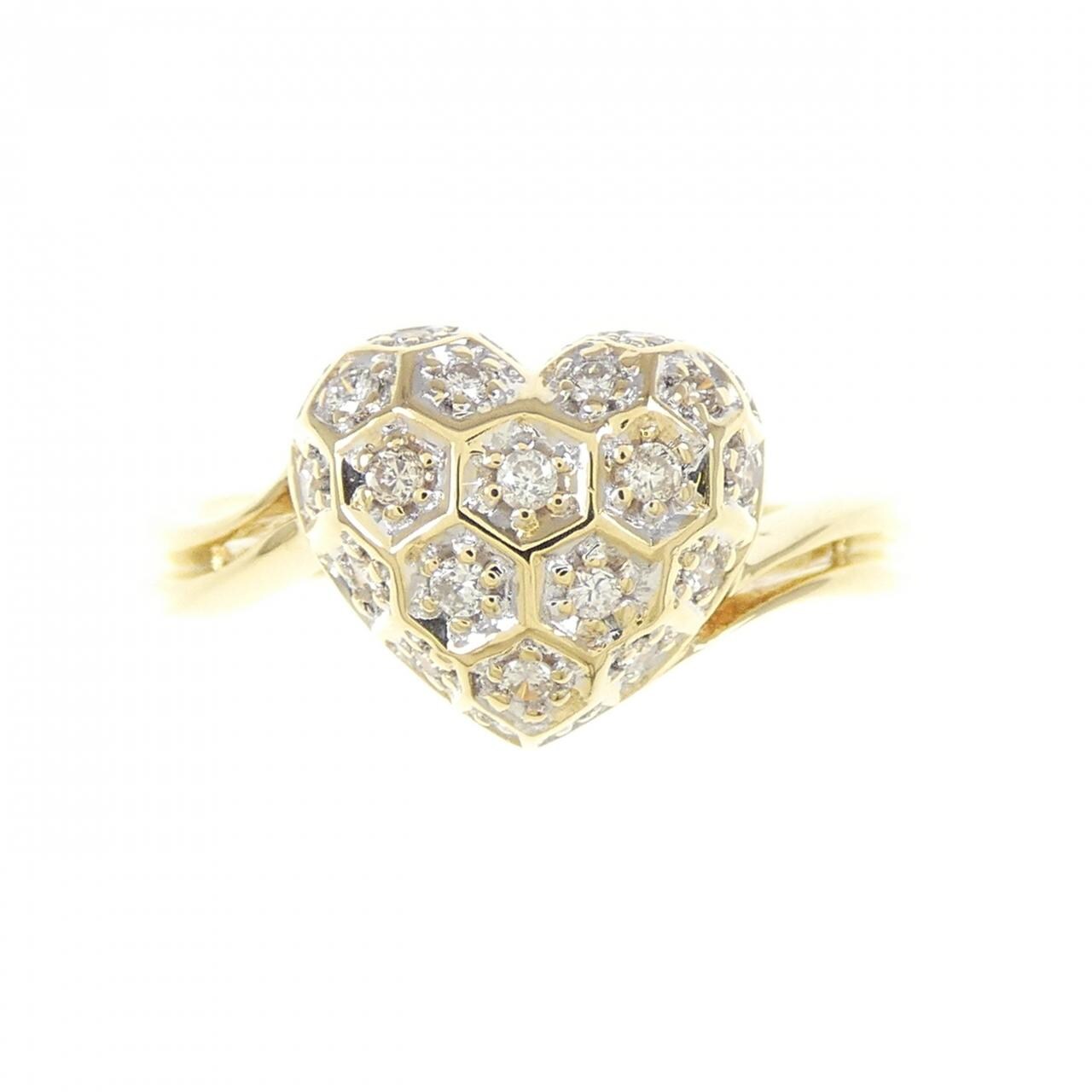 K18YG/K18WG ハート ダイヤモンド リング 0.12CT