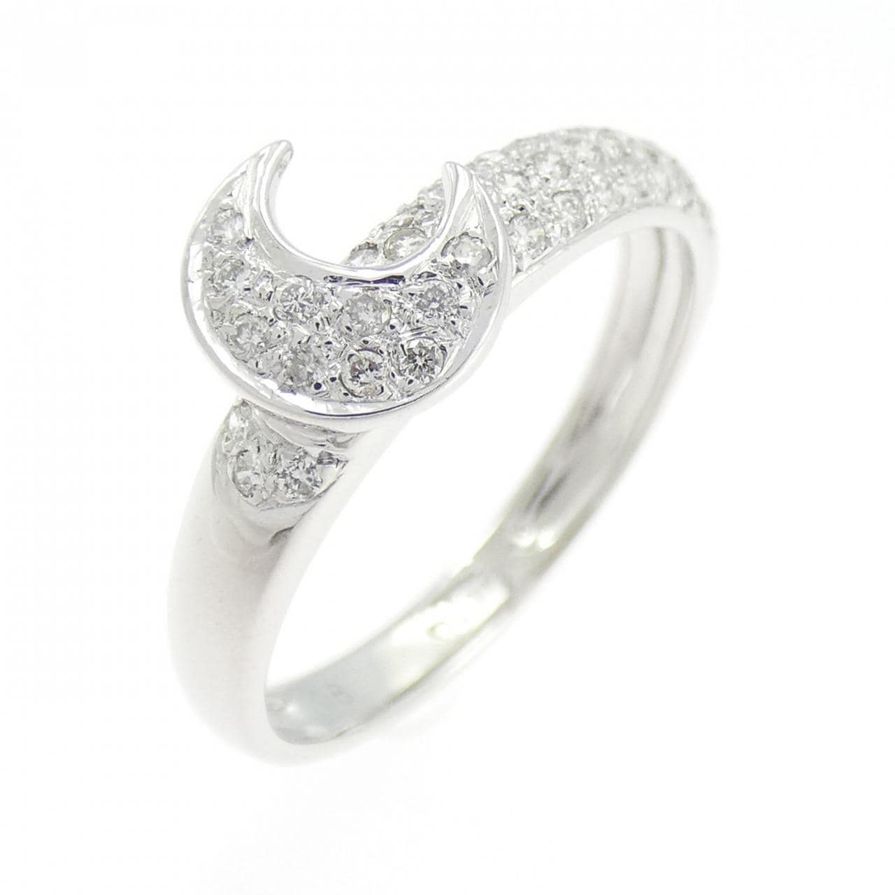 K18WG ムーン ダイヤモンド リング 0.17CT