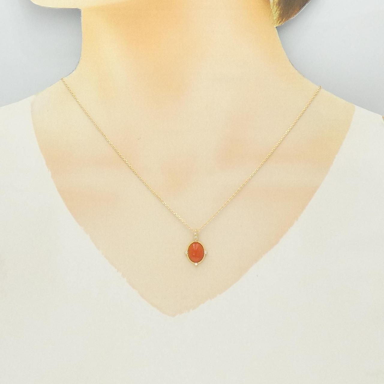 K18YG サンゴ ネックレス