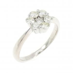 K18WG フラワー ダイヤモンド リング 0.50CT