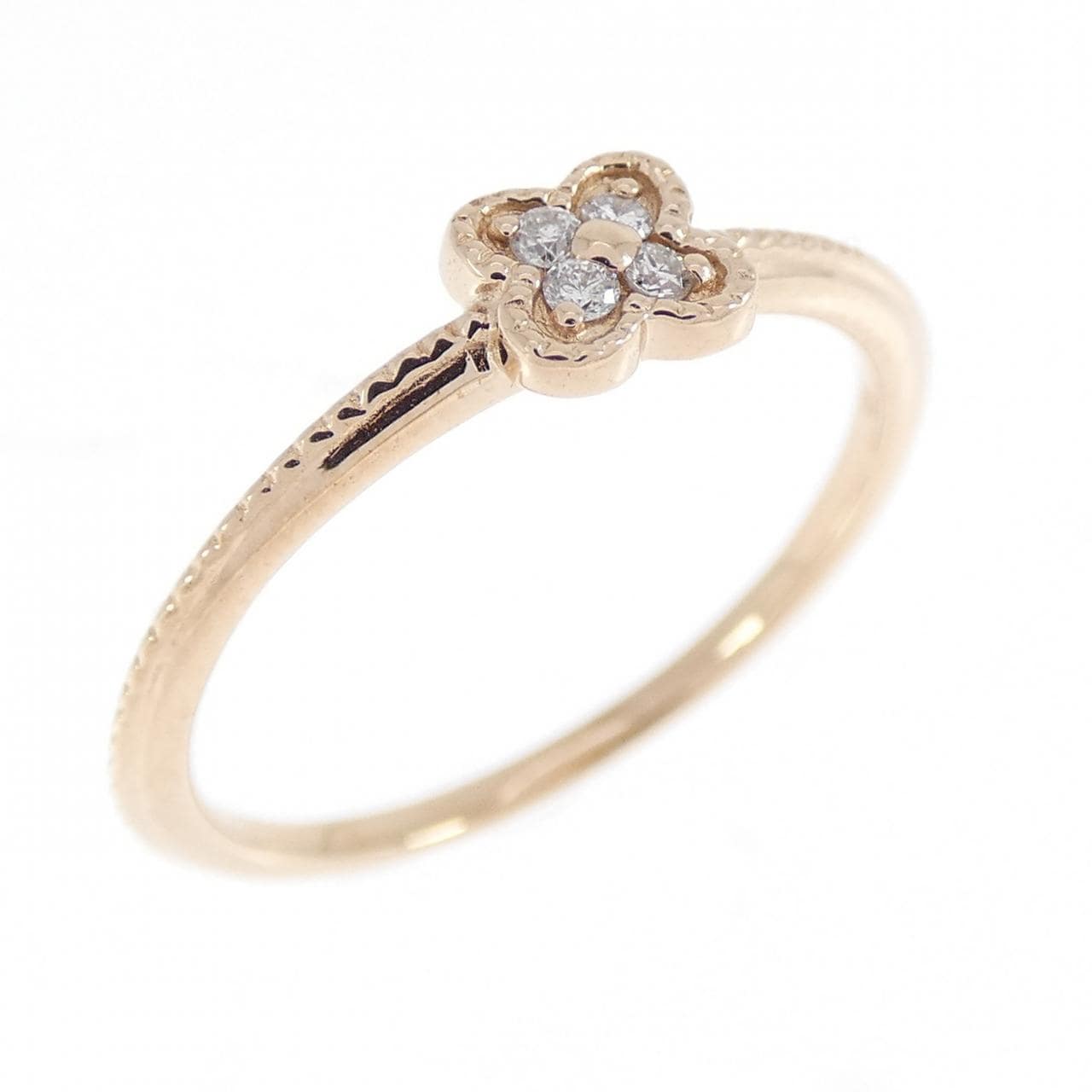 K18PG フラワー ダイヤモンド リング 0.04CT